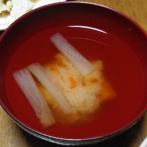 小松菜と油揚げと人参の味噌汁